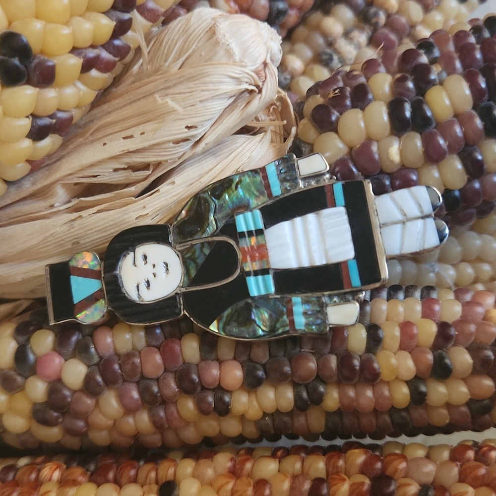 Stunning Native American Zuni Vintage Madeline Beyuka Gemstone Pin/Pendant 💙♥️